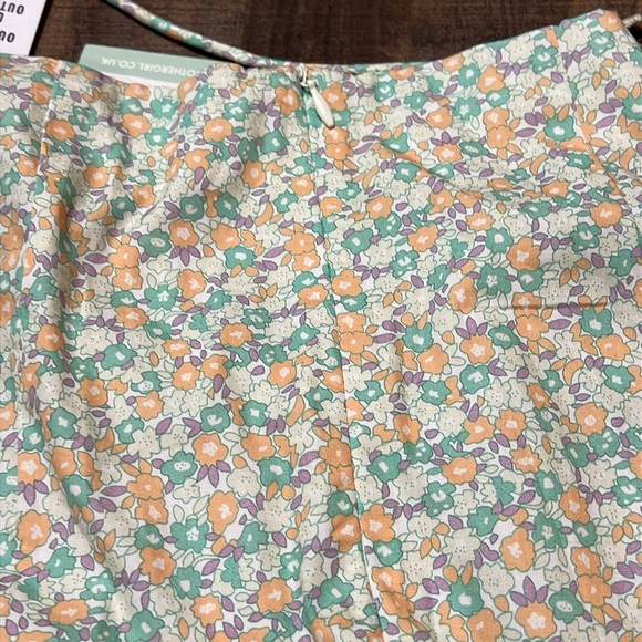 Another girl Tie Detail Ditsy Mini Skirt Lime Grn Floral Keyhole Detail waist XS - Picture 10 of 10